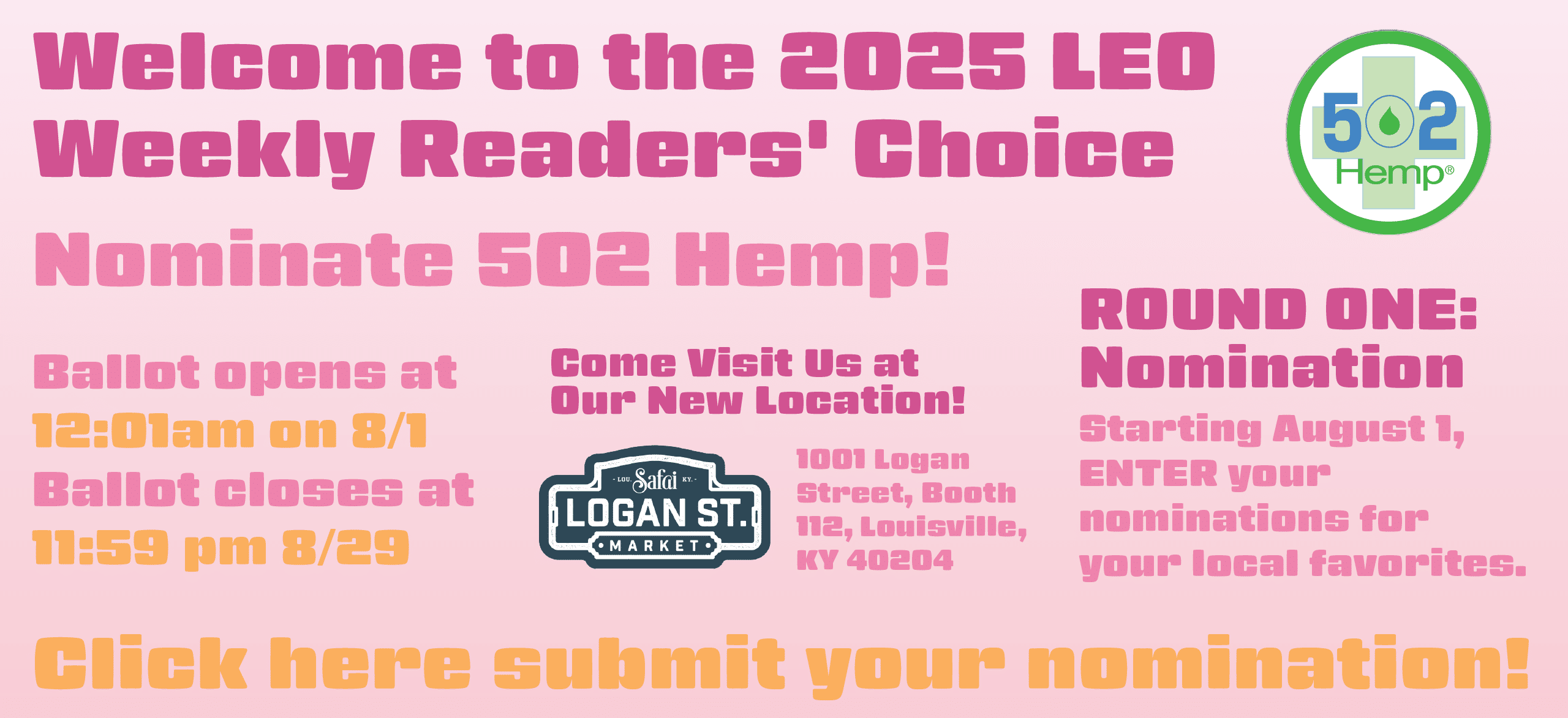 Help 502 Hemp Win Big in the 2025 LEO Weekly Readers’ Choice Awards!